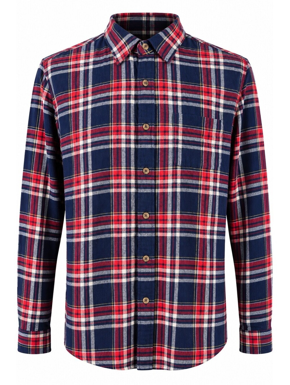 J.Crew Classic Flannel Shirt Large Navy Red Plaid 100% Cotton